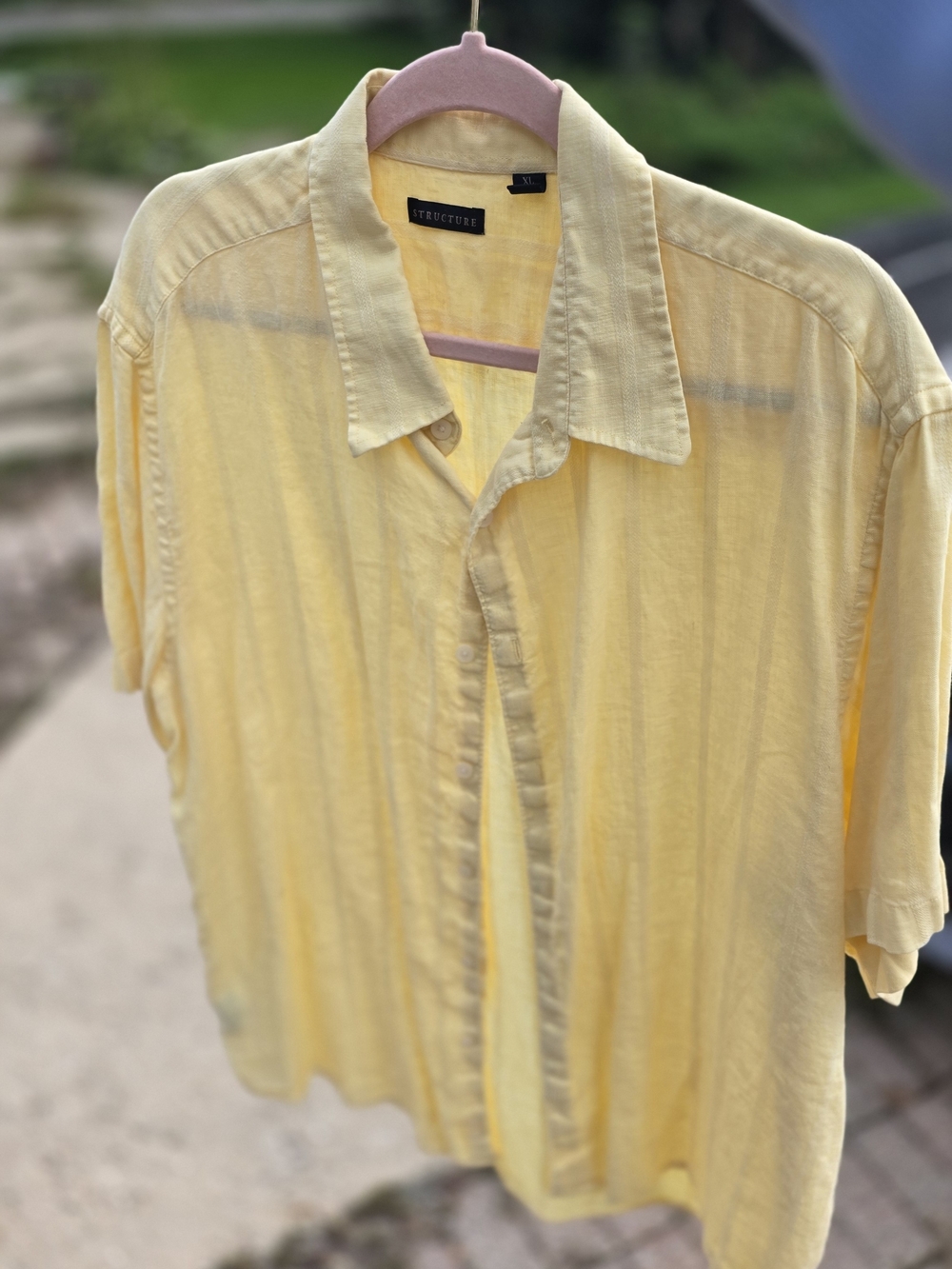 Structure Men’s Pale Yellow Short-Sleeve Button-Down Shirt